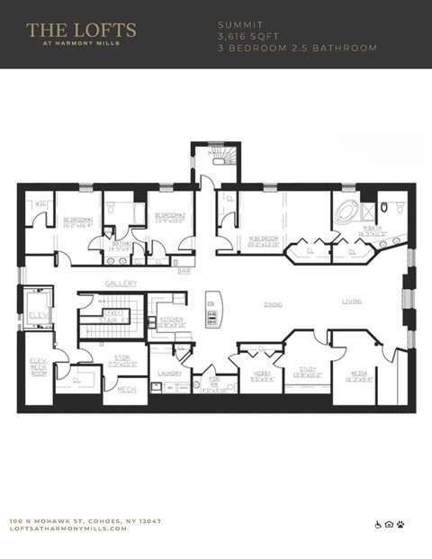 Floor plan for 3 beds, 3 baths, 3616 sqft
